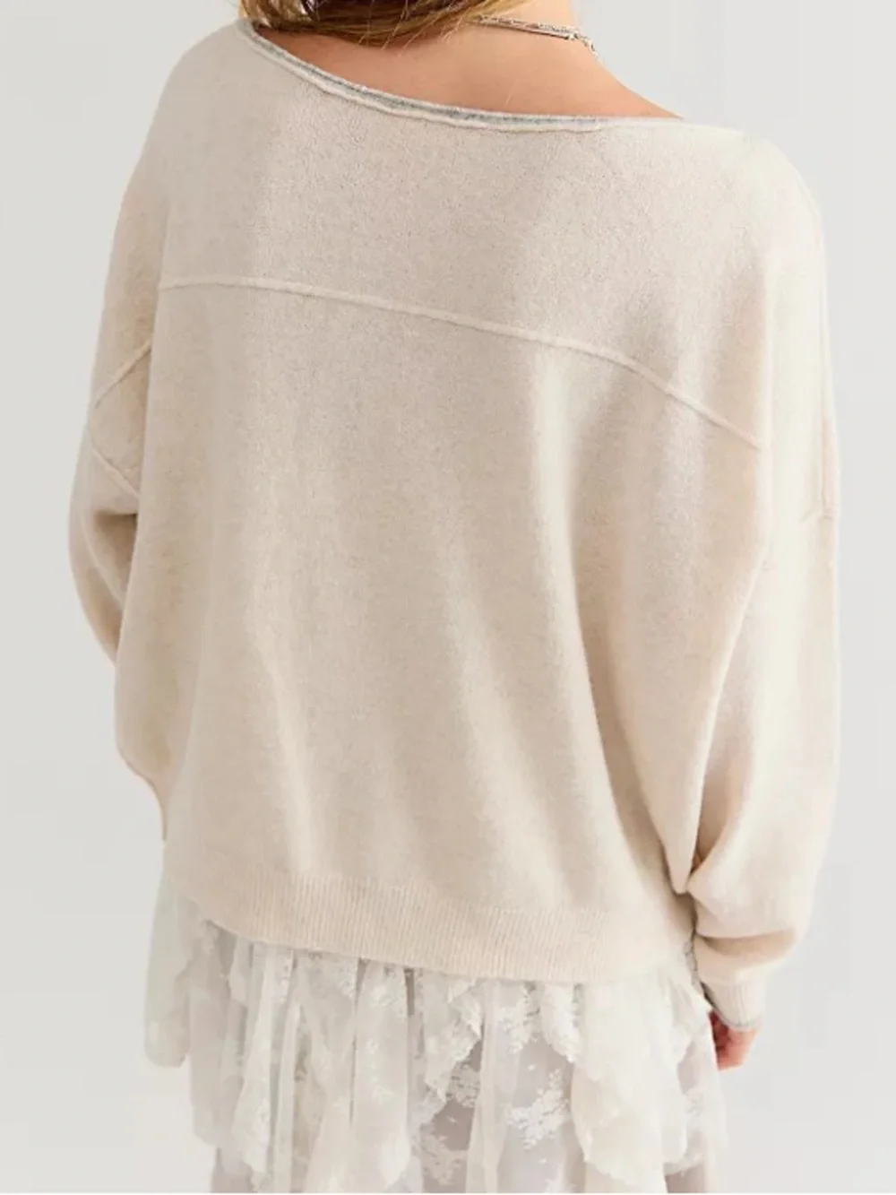 Free People See Me SoftSpun Pullover, Cream, Medium, NWOT display sweater